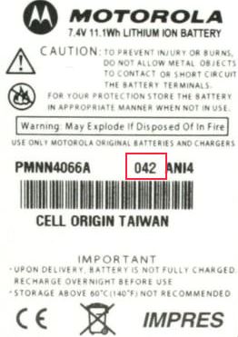 Motorola NNTN8359 date code